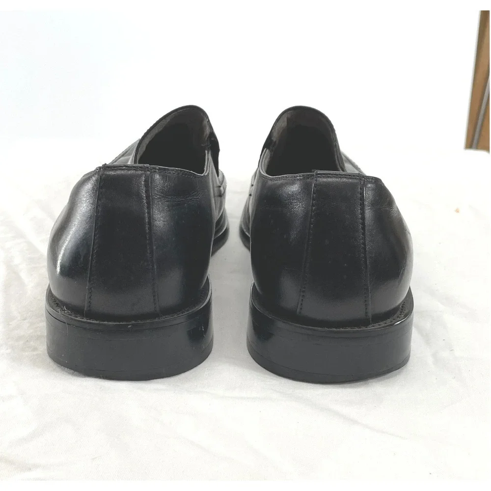 Good Stacy Adams Mens Loafers 10 Slip On Black Leather Square Toe 24199-01